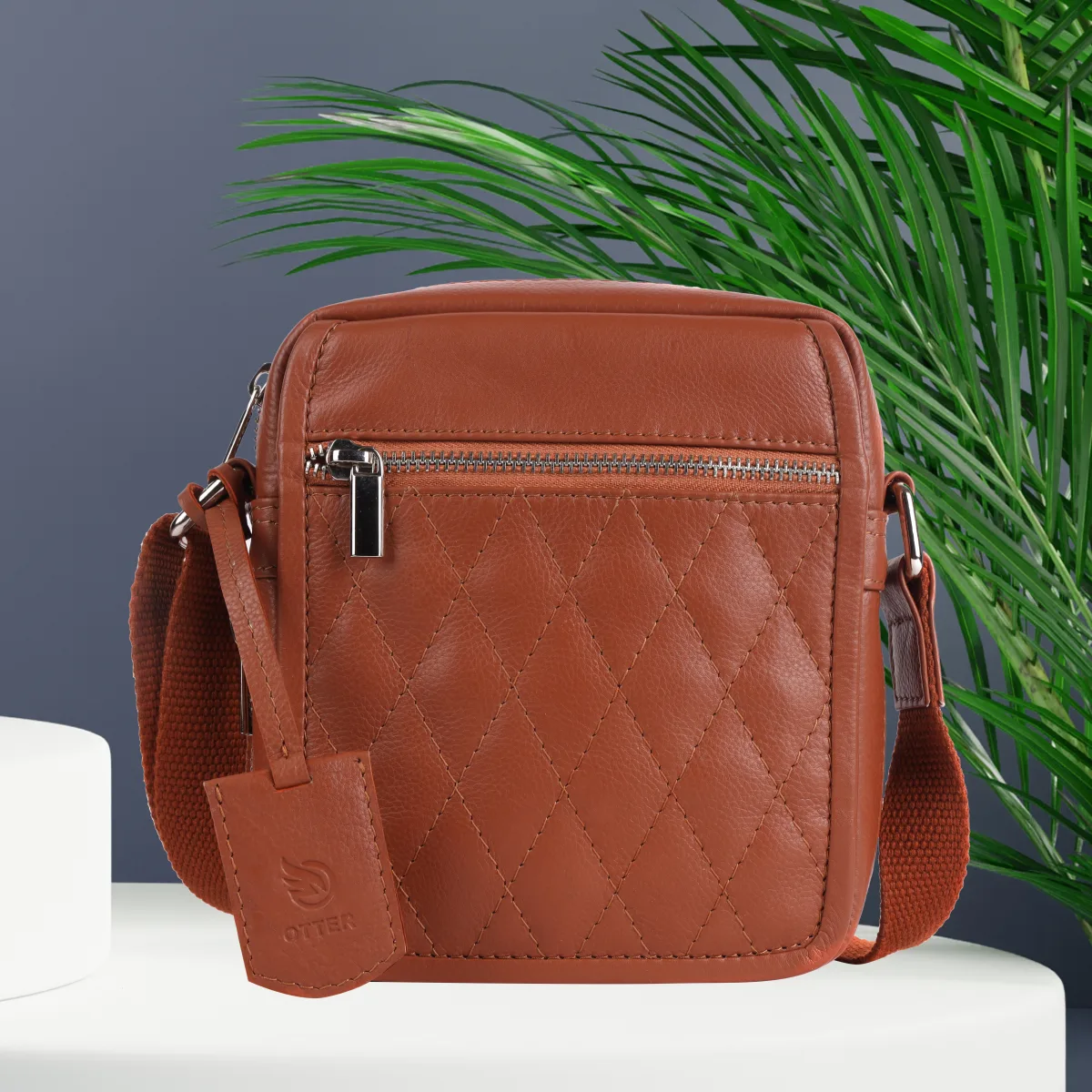 Genuine Leather Sling Bag – Tan (0606), additional view 3