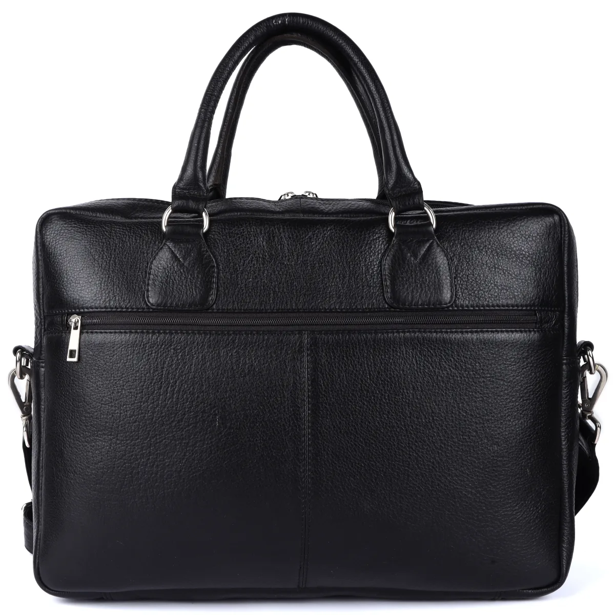 Dual-Pocket Genuine Leather Laptop Bag – Black (0604), additional view 6
