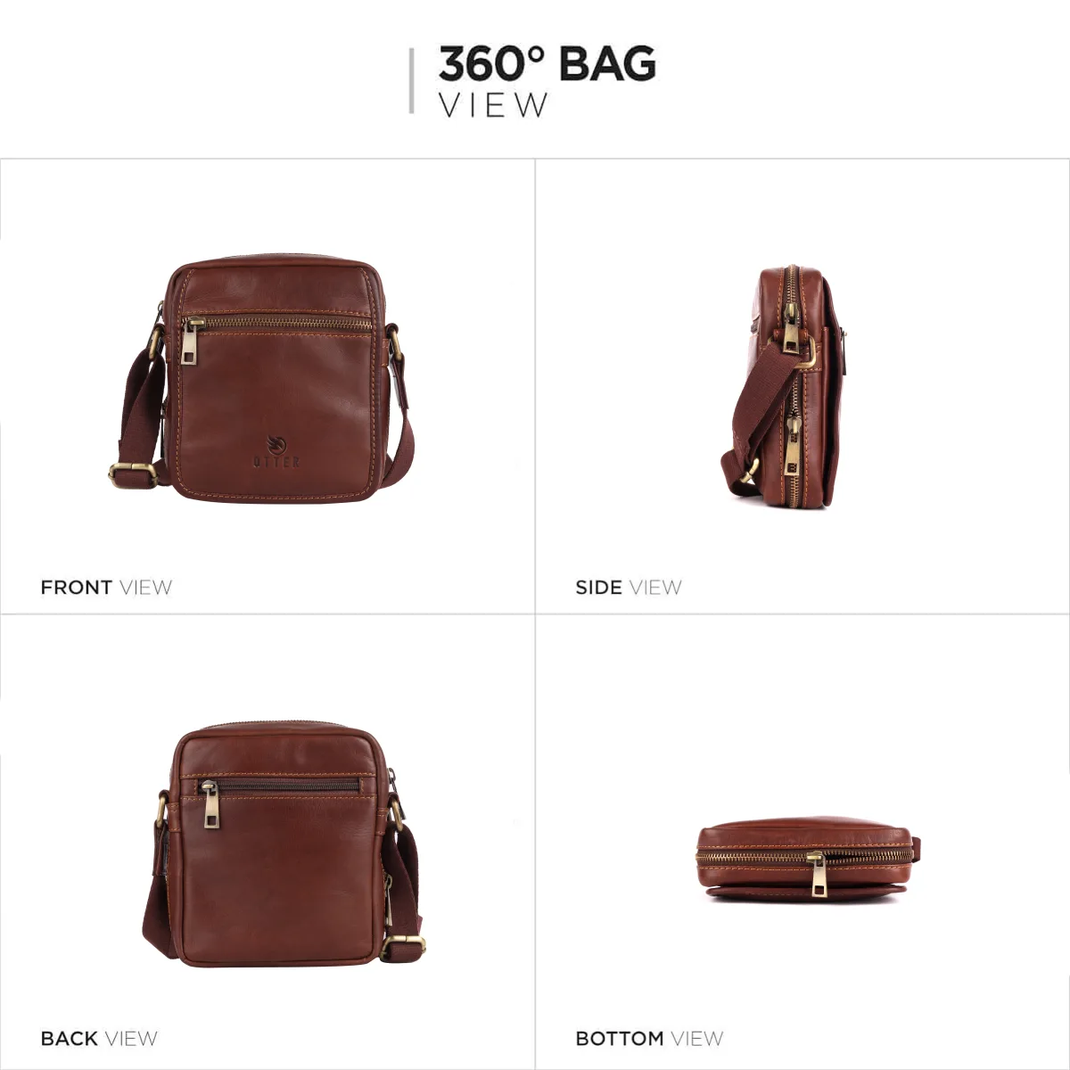 Genuine Leather Sling Bag – Brown (0606), additional view 2