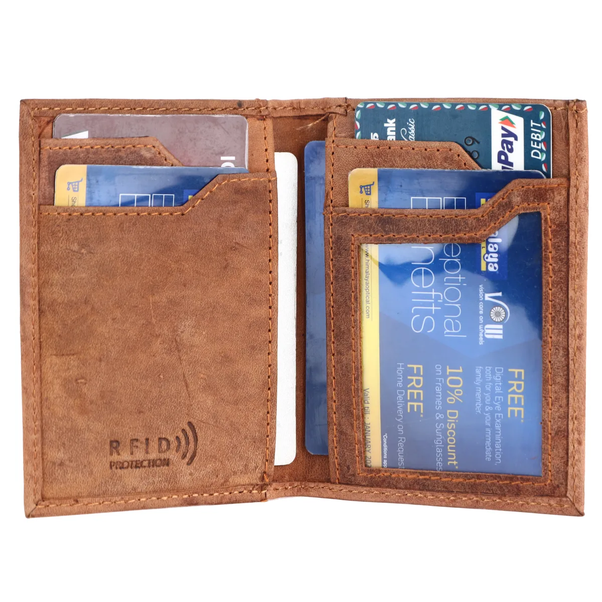 Men's 9-Card Genuine Leather Card Holder with Coin Pocket – Tan (2204), additional view 4