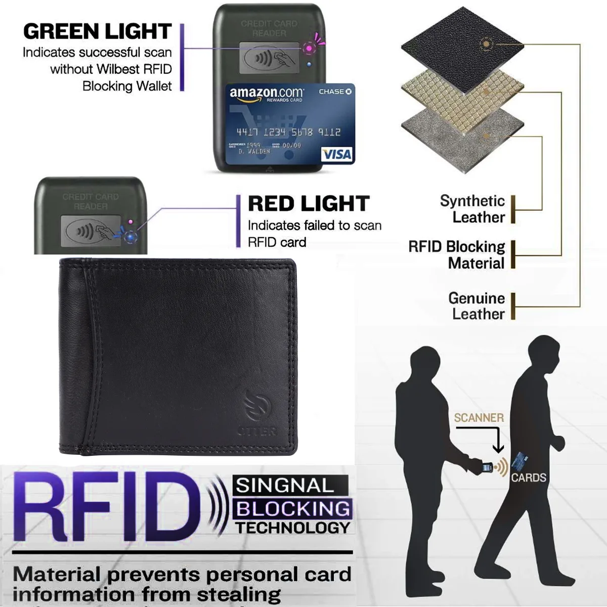 Men's 10-Card Genuine Leather Wallet – Black (2229), additional view 4