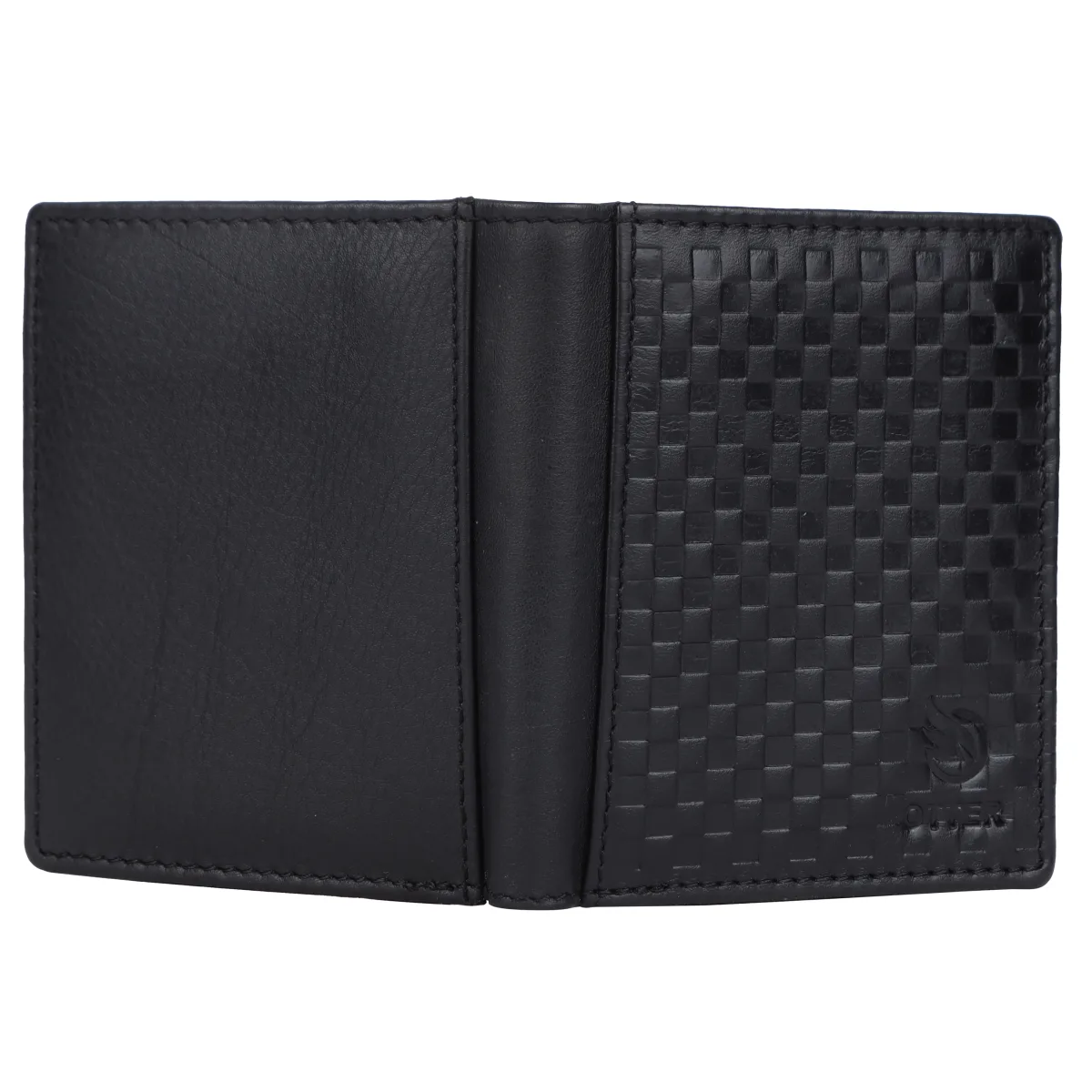 Men's 10-Card Checkered Genuine Leather Wallet – Black (2219), additional view 7