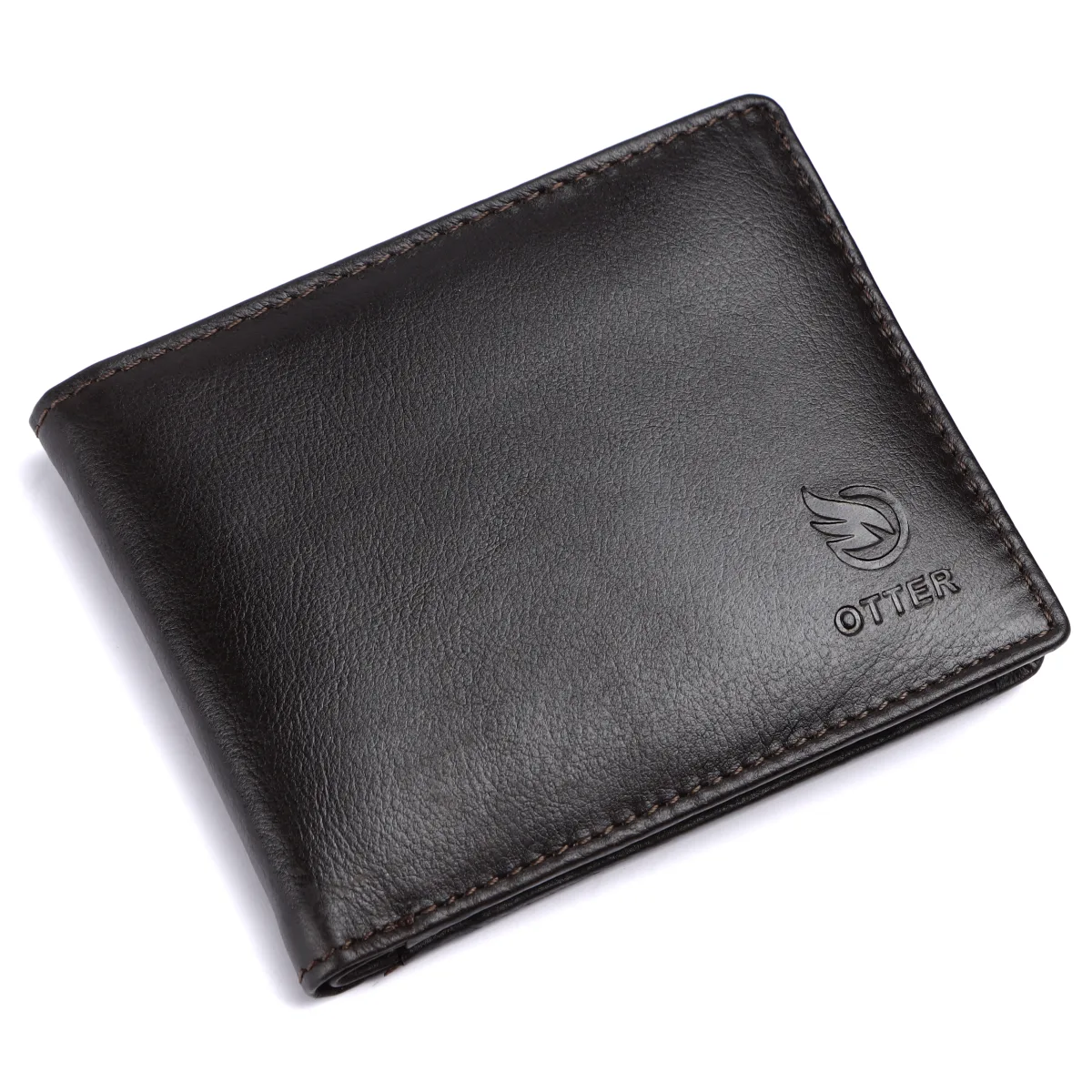 Men's 3-Card Genuine Leather Wallet with Coin Pocket – Brown (2226), additional view 6