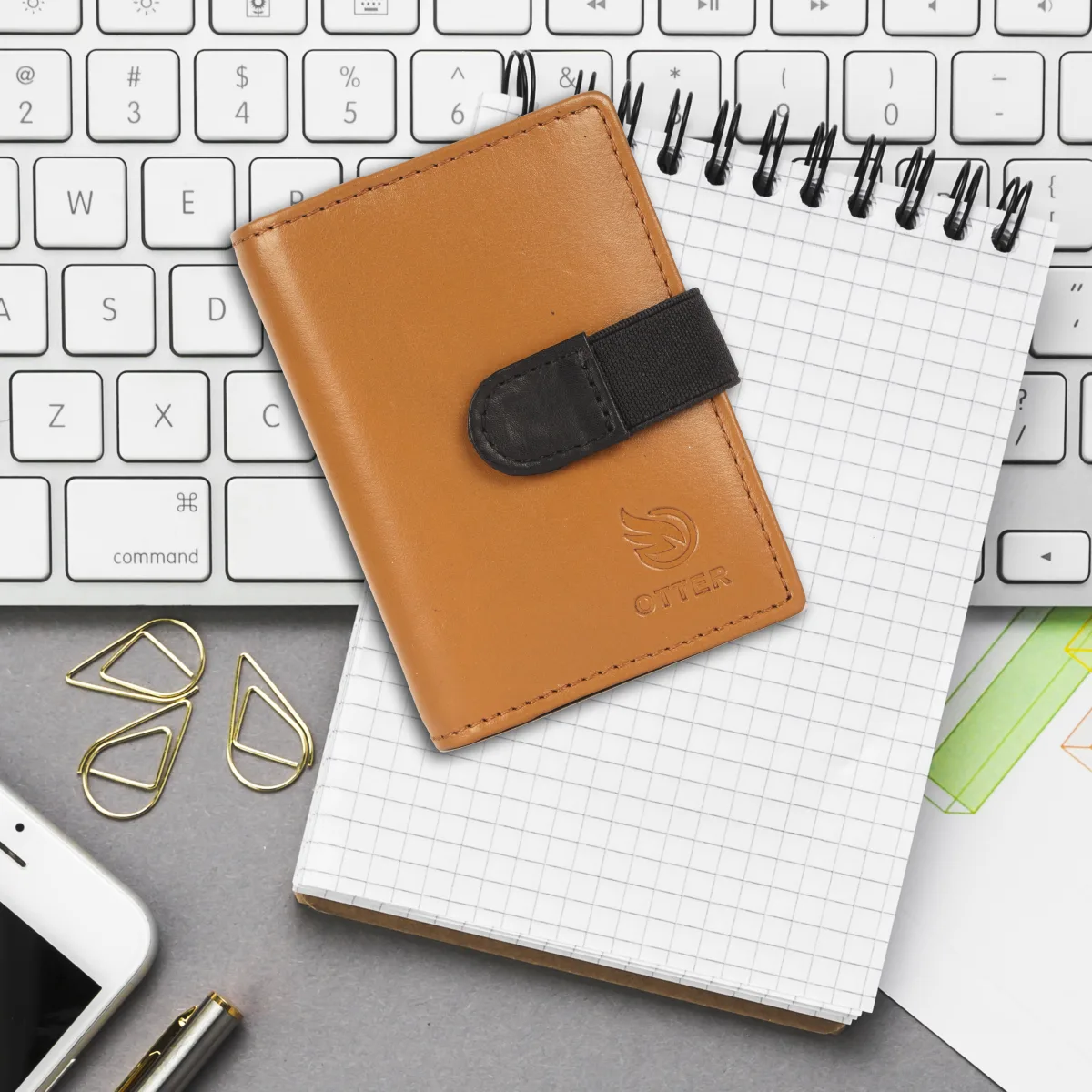 Men's 20-Card Genuine Leather Card Holder – Tan (2221), additional view 7