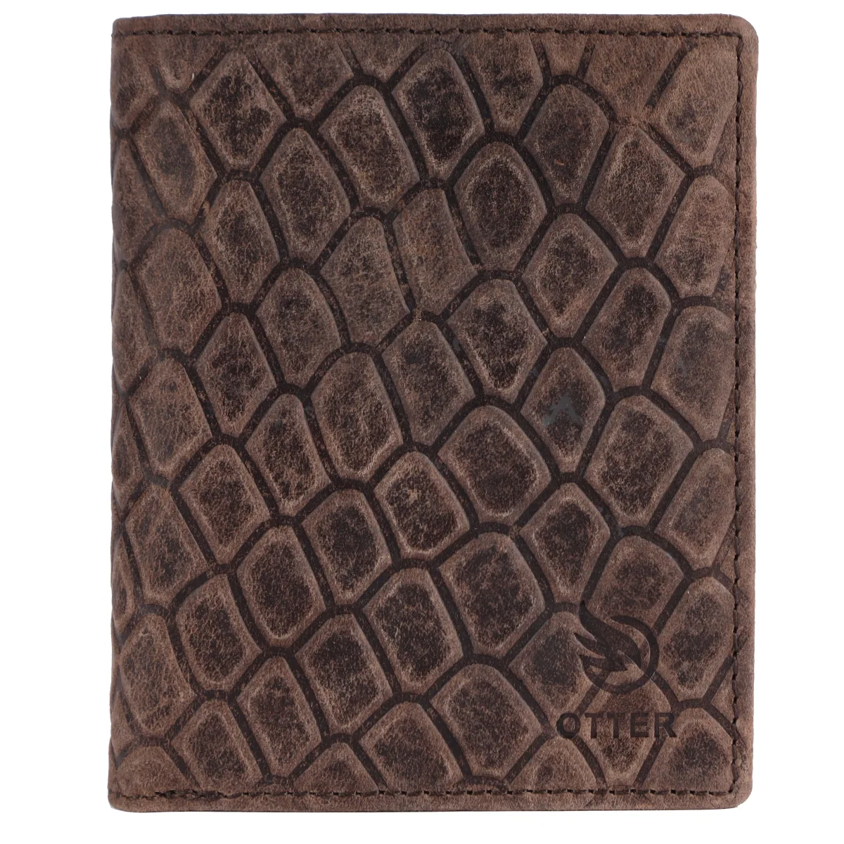 Men's Crocodile-Embossed Genuine Leather Wallet – Brown (2202), additional view 4