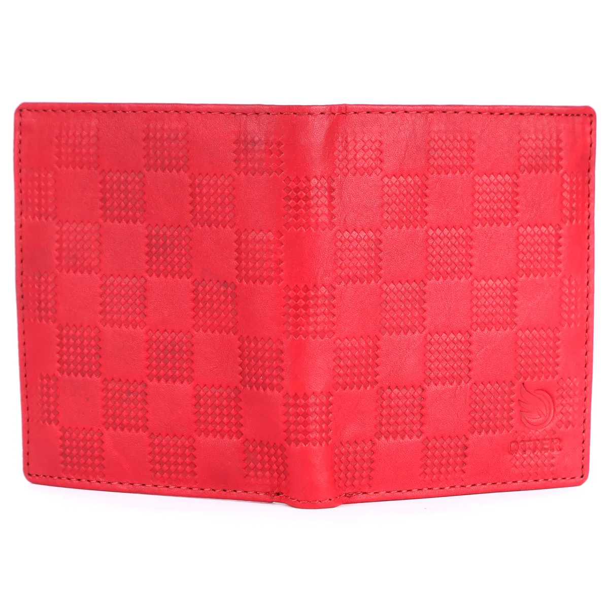 Men's Diamond-Embossed Genuine Leather Wallet – Red (2209), additional view 7