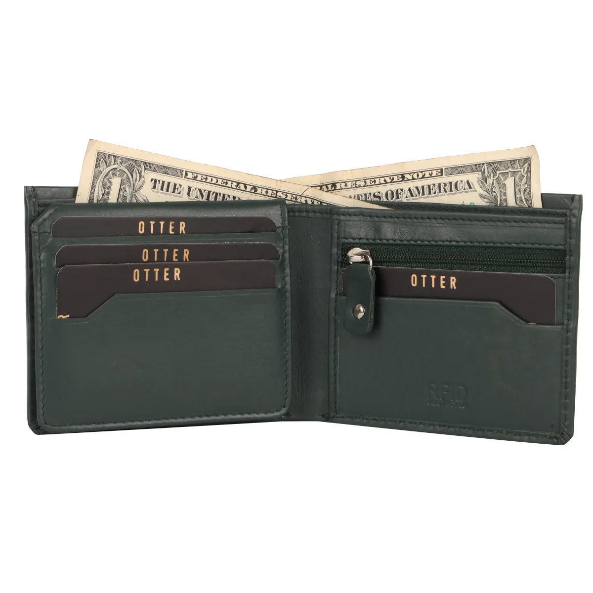 Men's 10-Card Genuine Leather Wallet – Dark Green (2232), additional view 5