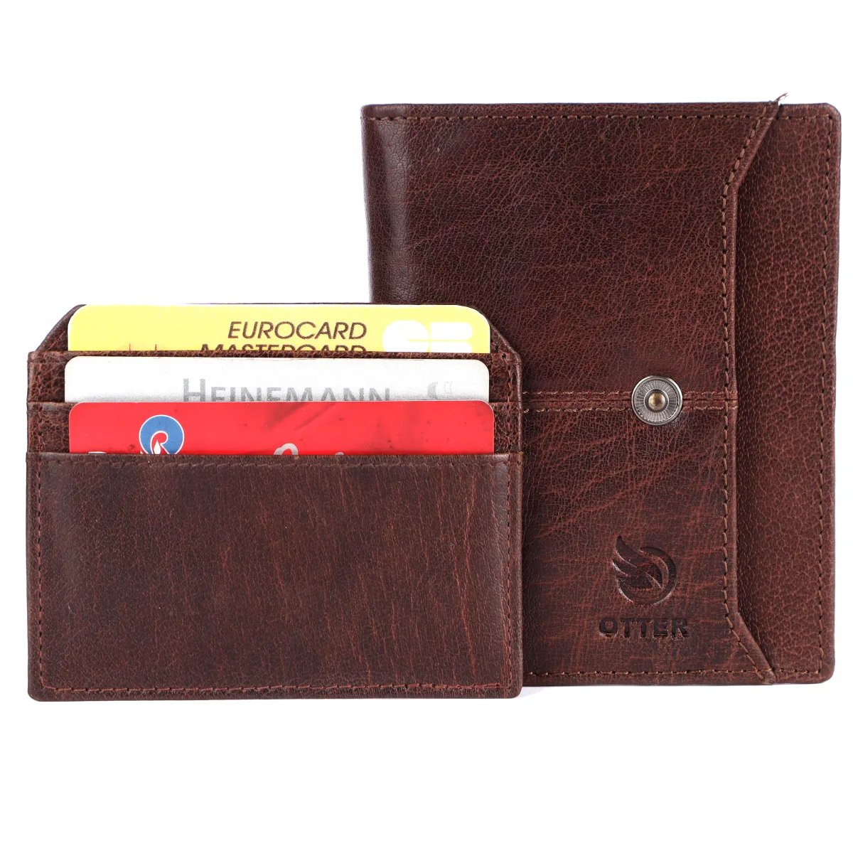 Men's 9-Card Genuine Leather Wallet with Coin Pocket – Brown (2203), additional view 7