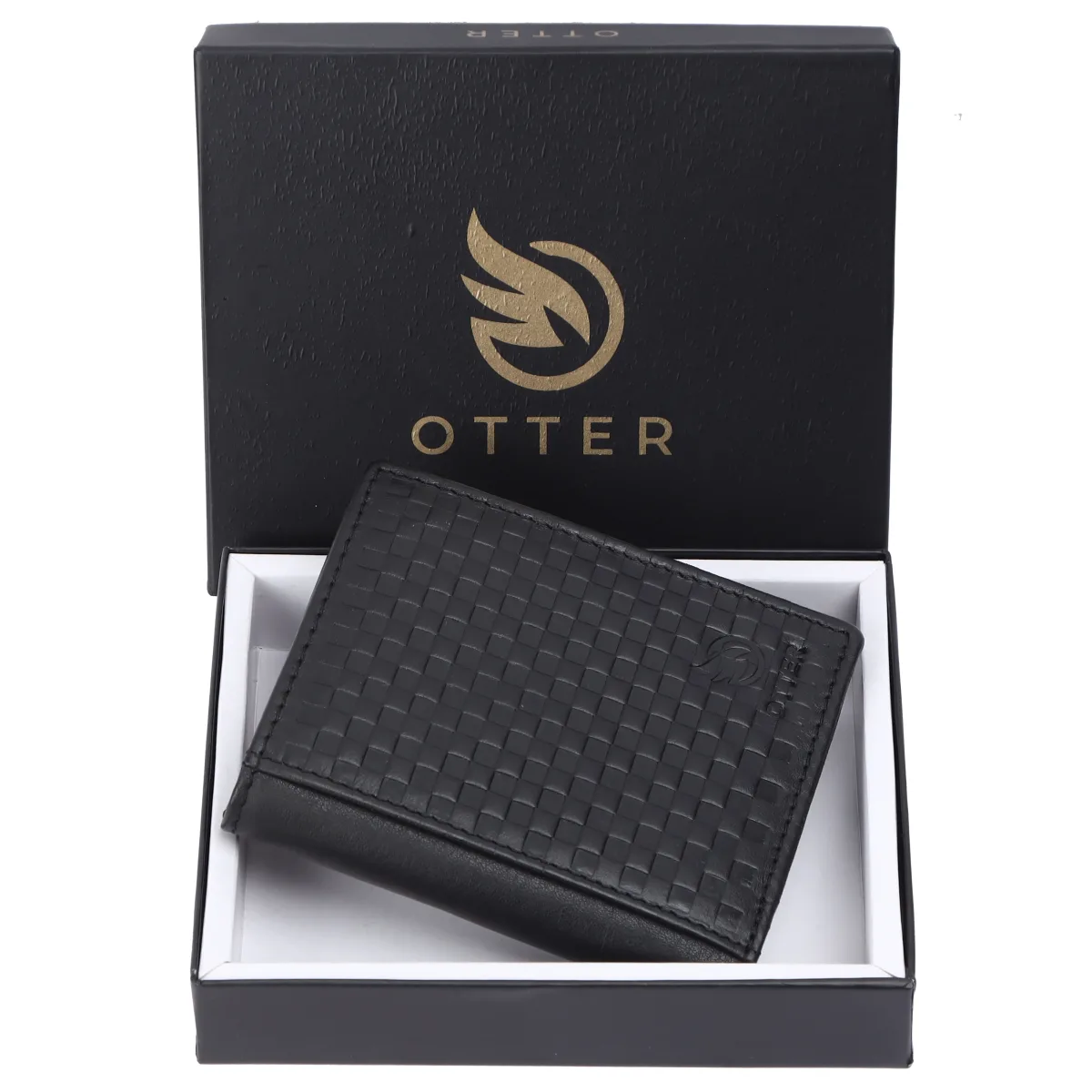 Men's 10-Card Checkered Genuine Leather Wallet – Black (2219), additional view 10