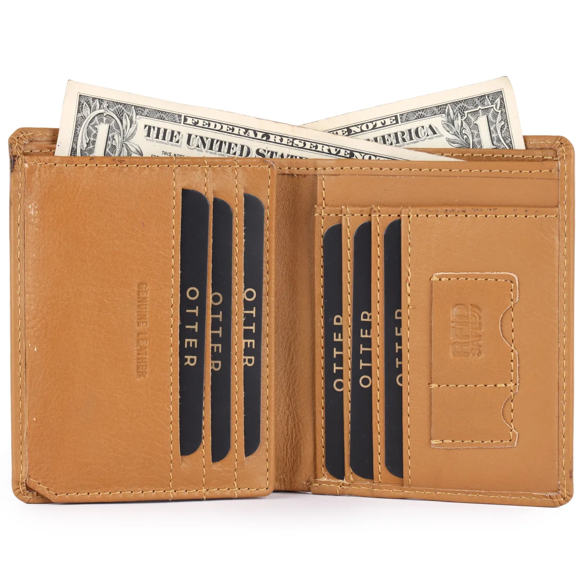 Men's 8-Card Vintage Genuine Leather Wallet – Tan (2234), additional view 3